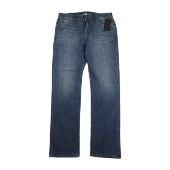 New 7 Seven For All Mankind Jeans Mens 36x34 Standard Straight Leg Blue Denim - Picture 1 of 9